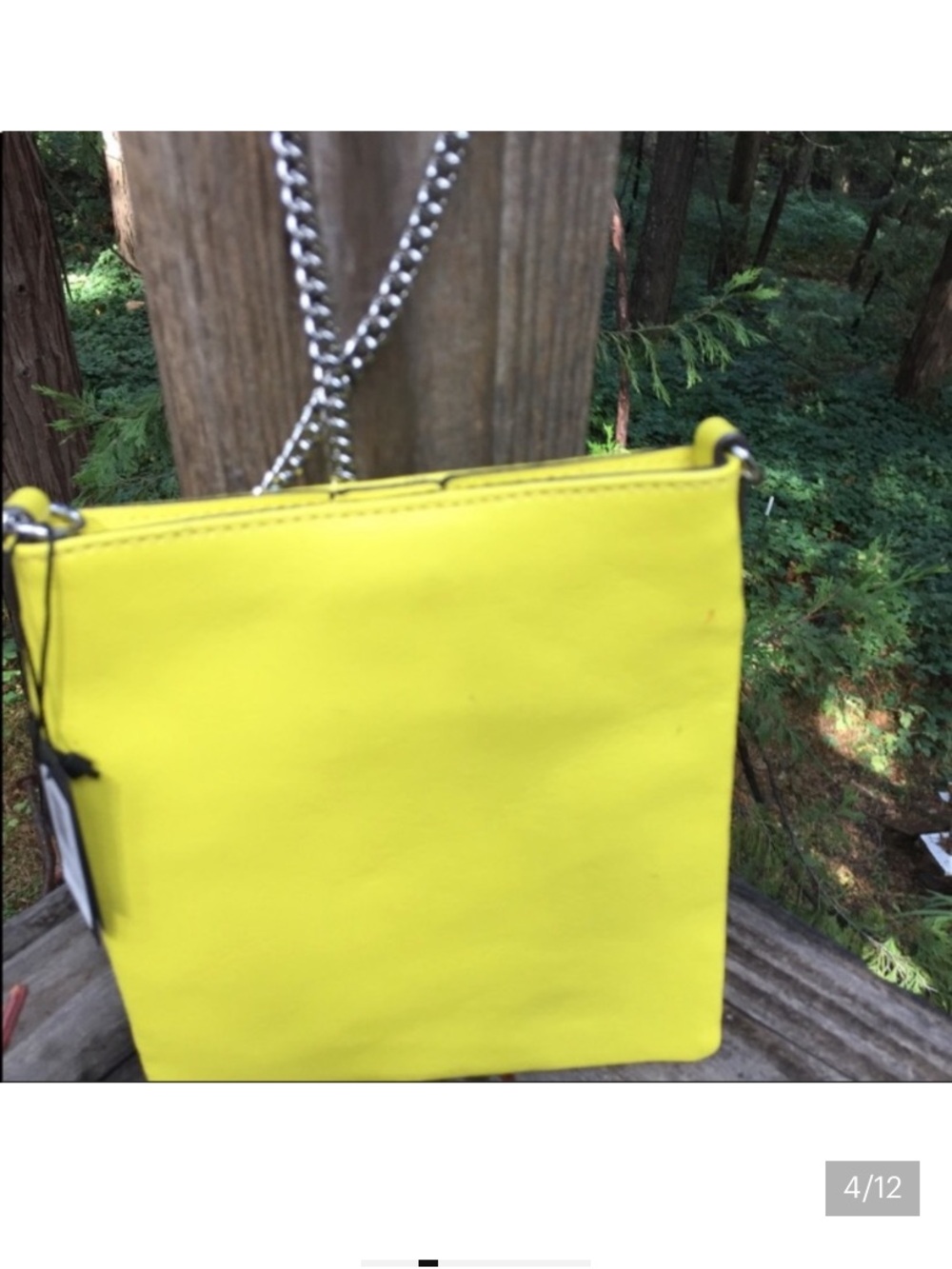 Banana Republic Neon Yellow Leather Crossbody with Silver Chain - Picture 6 of 10